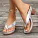 Caual Silver Pu Strap Flip Flop Vintage Round Toe High Heel Slip On Sandal Women 2025 Summer Elegant Shoe For_vogvips.com