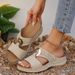 New Large Summer Slope Heel Cross Solid Color Car Seam Thick Bottom Middle Aged Mom Shoes_vogvips.com