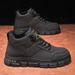 European Warm Series Men's Work Shoes Autumn British Style Sports Non-Slip Waterproof Wear-Resistant Office Construction High-Top Safety_vogvips.com