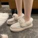 Women's Winter Flats With Bow Detail - Cozy Faux Fur Lined Slip-On Shoes For Casual Comfort, Sizes 36-43 Large Size Fur Shoes Women's Shoes_vogvips.com