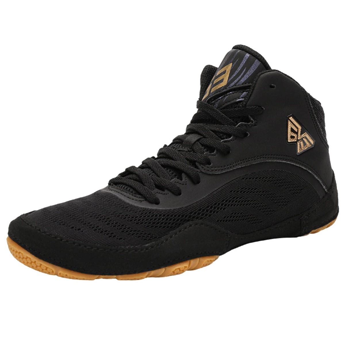 Men's Mesh Breathable Wrestling Boots, Mid-Top Fitness Sneakers Lightweight Lace Up Fighting Boxing Training Shoes_vogvips.com