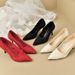 2025 Spring And Autumn Lace Red Bridal Shoes For Women, Pointed Toe, Thin Heel, Hollow Embroidered Mesh High Heels_vogvips.com