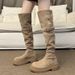 Autumn Winter New Long Tube Turned-up Slim 2025 Fashion Western Women's Petite Over-the-Knee Riding Boots_vogvips.com
