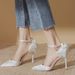 High Heels 2025 Summer New Stuig Poited Toe Weddig Shoes Bride Sati Hollow Shallow Mouth Stiletto Sadals For_vogvips.com