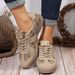 Retro style matching color flat lace-up casual shoes for women_vogvips.com