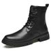 Martin Boots Men's Trendy Velvet Cotton Shoes High-top Wind-top Black Tooling Boots_vogvips.com