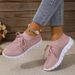 In-stock Spring/autumn Women's Shoes With Fly-knit Mesh Upper, Breathable Sneakers, Deep-cut Lace-up_vogvips.com