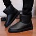 Men's Winter Snow Boots Fleece Lined Waterproof Thick Warm PU Leather Martin Trendy Couple Cotton Shoes for Men And Women_vogvips.com