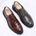 Euro Step 2025 Brogue Leather Suit Wedding Men's Groom Arrow Barber Shoes British Style_vogvips.com