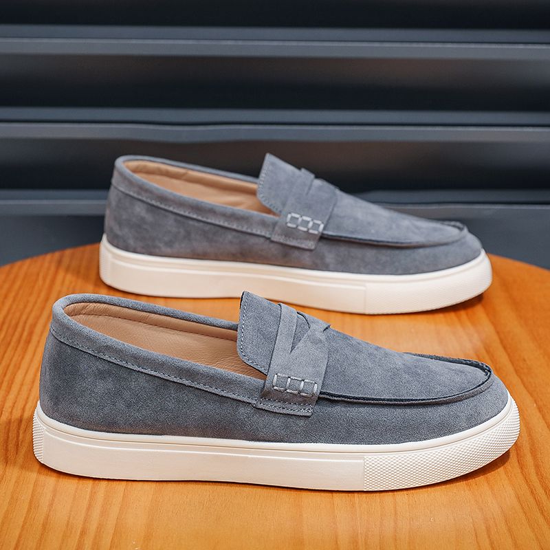Suede Leather Men's Casual Fashion Comfortable Loafers Breathable Slip On Walking Footwear Platform Lightweight Work_vogvips.com