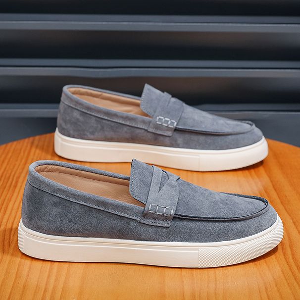 Suede Leather Men's Casual Fashion Comfortable Loafers Breathable Slip On Walking Footwear Platform Lightweight Work_vogvips.com