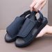 Men's Women's Diabetic Shoes Black Light Summer Breathable Anti-Slip Walking Sandal Adjustable Hook&Loop For Ladies_vogvips.com