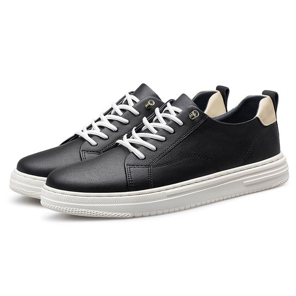 Men's Round Head Board Shoes Cowhide Surface Breathable Small Hole Casual Little White Shoes Low-top Sports Men's Shoes_vogvips.com