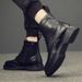 Large Size Chelsea Boots Men's Breathable Wind Pointed Fur Short Boots High Top Leather Shoes Medium Top Martin Boots_vogvips.com