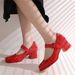 Cross-border Foreign Trade Women's Mary Jane Patent Leather, Round Toe, Chunky Heel, Buckle Strap, Simple High-heeled_vogvips.com