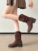 Chunky Heel Martin For Women 2025 New Autumn Melad Super Versatile Western Cowboy Thick Sole Slouch Boots_vogvips.com