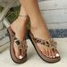 2026 New Large Size Cross-Border Thick-Soled Flip-Flops With Rhinestone Flowers, European And American Fashion Thong_vogvips.com