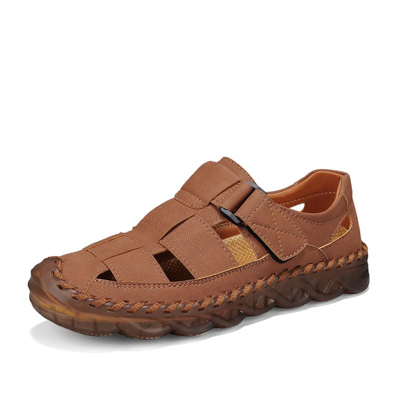 Popular Large-size Sandals Foreign Trade, New Summer Casual Genuine Leather Slip-on Men's Beach Shoes, Available For_vogvips.com