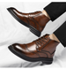 Men's Business Velvet Warm High-top Short Boots Extra Large Size Brock Retro Trend Leather Boots_vogvips.com
