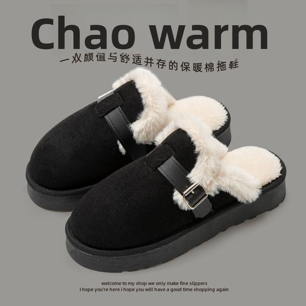 New Winter Shoes Women, Outdoor Cotton Home Slippers, Warm Fleece-Lined Plush Slippers For Men And Women_vogvips.com