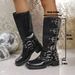 Western Cowboy Boots Vintage Brown Long Boots Maillard Style Round Toe Chunky Heel Waterproof Slip-Resistant Riding Boots For Spring Autumn Winter_vogvips.com
