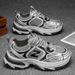 Unisex Chunky Sneakers - Retro White Grey Platform Sneakers, Breathable Mesh 90s Dad Shoes For Casual Streetwear_vogvips.com