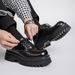 Thick Soled Invisible Height Increasing Leather For Casual Derby Shoes, Big Toe Hairstylist Workwear, Low Top Martin_vogvips.com