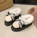 SHLIANG Winter New Fashionable Bow Warm Home Boots For Women's Indoor Soft Bottom Slippers Comfortable Boots X0060_vogvips.com