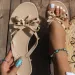 2026 Summer Clip Toe Bow Rivet Beach Vacation Flip Flops Flat Bottomed Women's Sandals Slippers_vogvips.com