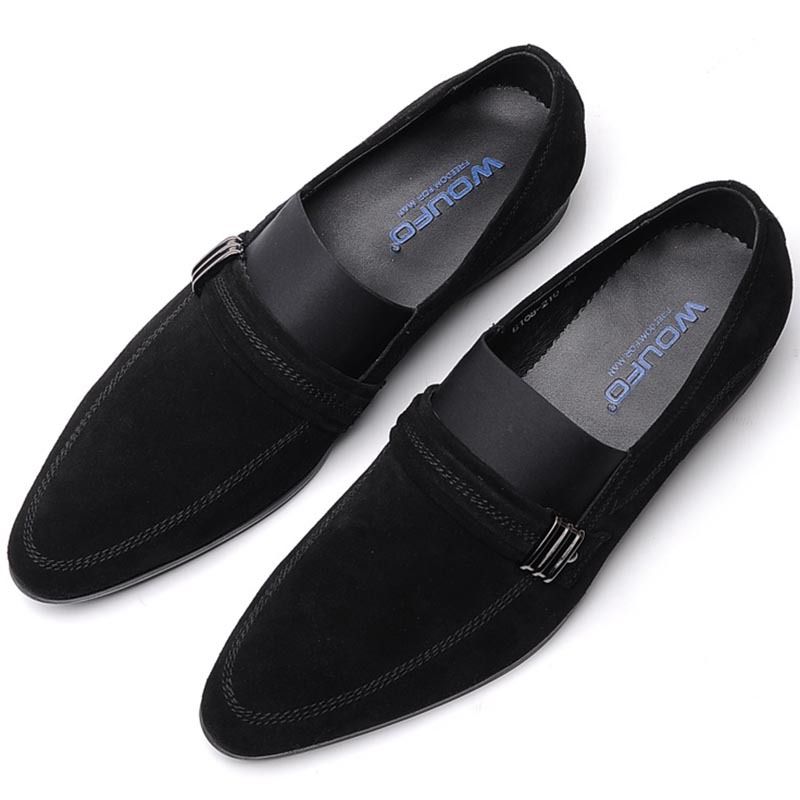 Pointed Toe Men's Suede Shoes British Business Casual Slip-On Large Size_vogvips.com