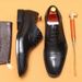 Men’s Shoes British brogue carved leather shoes business formal genuine leather pointed toe three joint Oxford shoes_vogvips.com