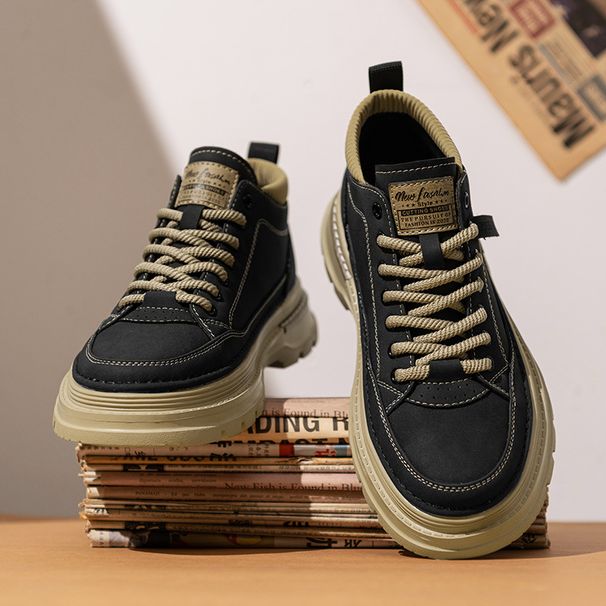 High-top 2024 New Winter Trend Versatile Casual Shoes Thick-soled Height-increasing Autumn Martin Boots Men's Style_vogvips.com