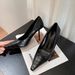 Black High-heeled Women, Stunning Professional Crocodile-patterned French Square-toed With A High-end Feel, Comfortable_vogvips.com
