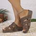 Women's Summer Fashion Thick Soled Sandals Cross Strap Wedge Heel Soft Sole Casual Beach Wear European American Style_vogvips.com