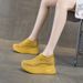 Hollow Women's Sandals Round Head Gypsy Rhinestone Casual Breathable Thick-soled Heightening Shoes_vogvips.com
