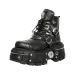 Women Black Gothic Platform Ankle Boots Metal Buckle For Punk Street Style Wear Daily Outfit_vogvips.com