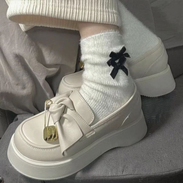 British Style Small Leather Shoes For Women 2025 Spring New Japanese JK Big Toe Shoes One Step Bow Loafers Trendy_vogvips.com