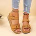 2025 Summer New Retro Women's Sandals With Stitched Clogs, Plus Size, Round Toe, Wedge Heel, Comfortable Sandals For Women_vogvips.com