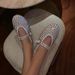 Large Round Toe Leather Rhinestone For Women's Outdoor Wear, 2025 Summer New Fashionable Versatile Single Shoe_vogvips.com
