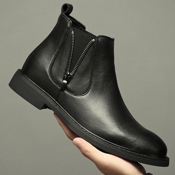 Martin Boots Men's High-top Wind Tooling Short Boots Heightening Men's Medium-top Chelsea Boots_vogvips.com