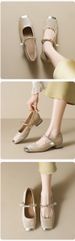 Square Head French Mary Jane Shoes New Chinese Style Thick Heel Shallow Mouth Single Shoes Women_vogvips.com