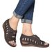 New Plus Size Summer Women's With Car Lines, Perforated Shoes, Velcro Wedge Heels, Comfortable Sandals For Women_vogvips.com