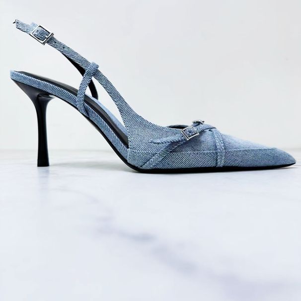 ZA2024 Spring Summer New Denim Shallow Mouth Lace-up Hollow Toe Sexy Stiletto Fashion Sandals Mules_vogvips.com