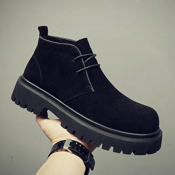Casual Derby Shoes Men's Leather Retro Big Head Leather Shoes Platform Soled Fleece Martin Boots Fashion Breathable Men's Shoes_vogvips.com