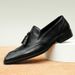 Tassel loafers men's leather slip-ons summer hollow breathable pointe carved block_vogvips.com