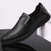 Men's Genuine Leather Casual Shoes With Perforated Design, Breathable Driving Loafers, Comfortable Round Toe Slip-On Shoes For Everyday Wear_vogvips.com