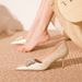 Rhinestone Pointed Thin Heel Pearl Wedding Shoes Women's Wedding Bridesmaid Shoes Temperament Commuter Professional Heels Women_vogvips.com