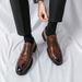 Men's Low-top Casual Leather Shoes Retro Trend Lace-up Small Black Shoes To Wear Fashion Business Dress Shoes_vogvips.com
