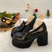 Height-increasing Platform Small Leather Shoes Women's British Style Jk Uniform Shoes Thick Heel High Heels 8cm Loafers_vogvips.com