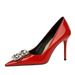6122-K59 European And American Style Banquet Heels Women's Thin Ultra High Heel Patent Leather Shallow Mouth Pointed Toe_vogvips.com